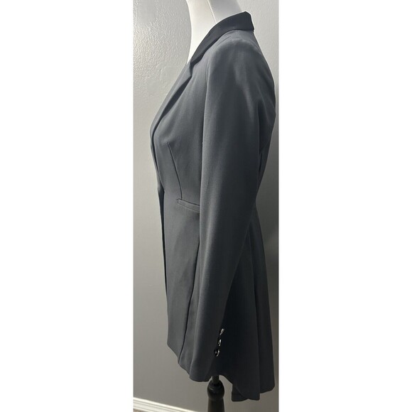VENUS Dark Gray W/ Black Collar high/Low 1 Button suit tuxedo blazer Size 2 - Picture 2 of 9